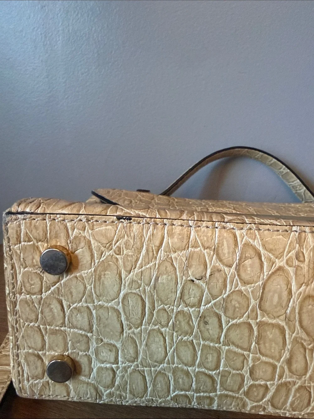 Maddalena Scanu Made in Italy Genuine Leather Croc-Embossed Crossbody Flap Bag
